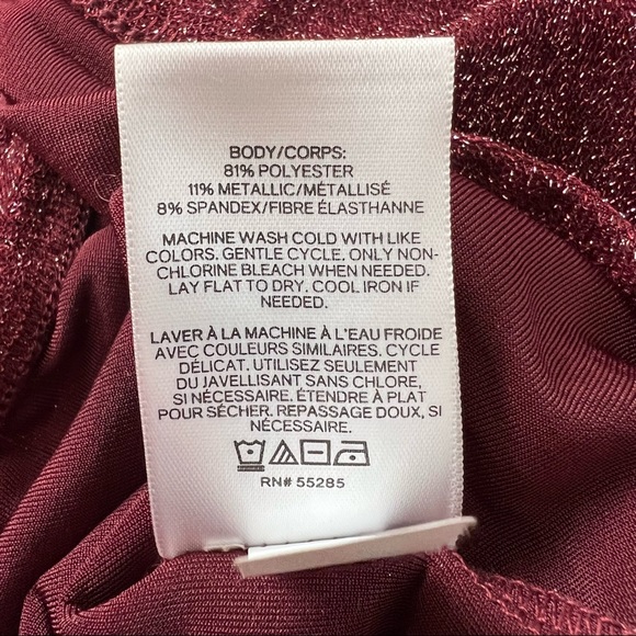 Express Women Burgundy Sparkling Top - Picture 3 of 4